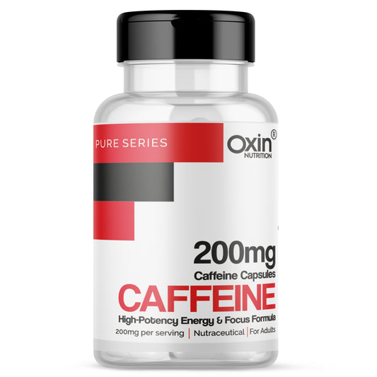 Caffeine anhydrous 200 mg capsules bottle for energy and focus support