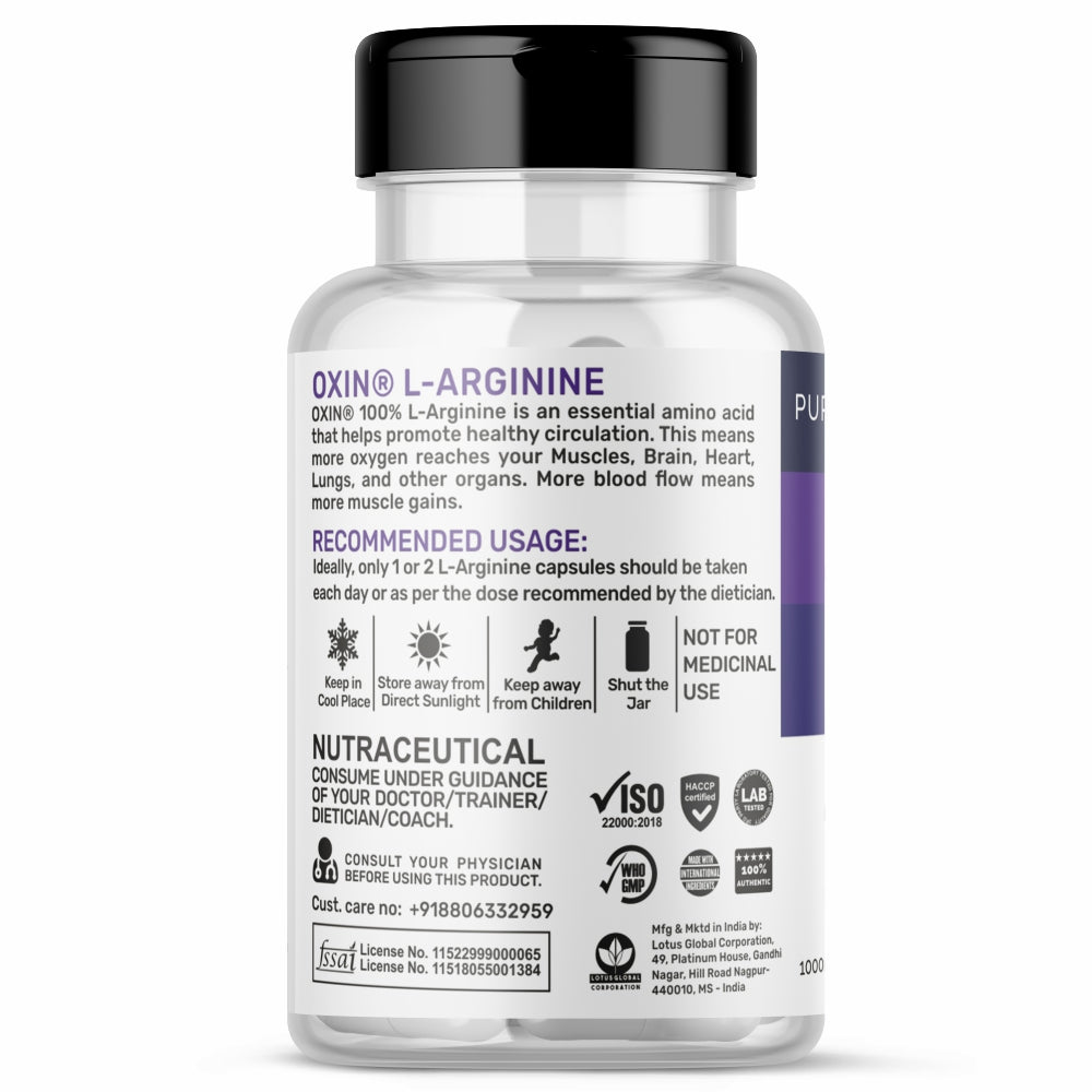 Oxin® Nutrition L-Arginine Nitric Oxide 1000mg Capsules