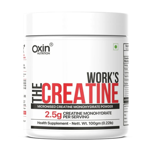 The Creatine Works 100% Pure Creatine Monohydrate 100g | Unflavoured | Muscle Strength & Performance | Oxin Nutrition