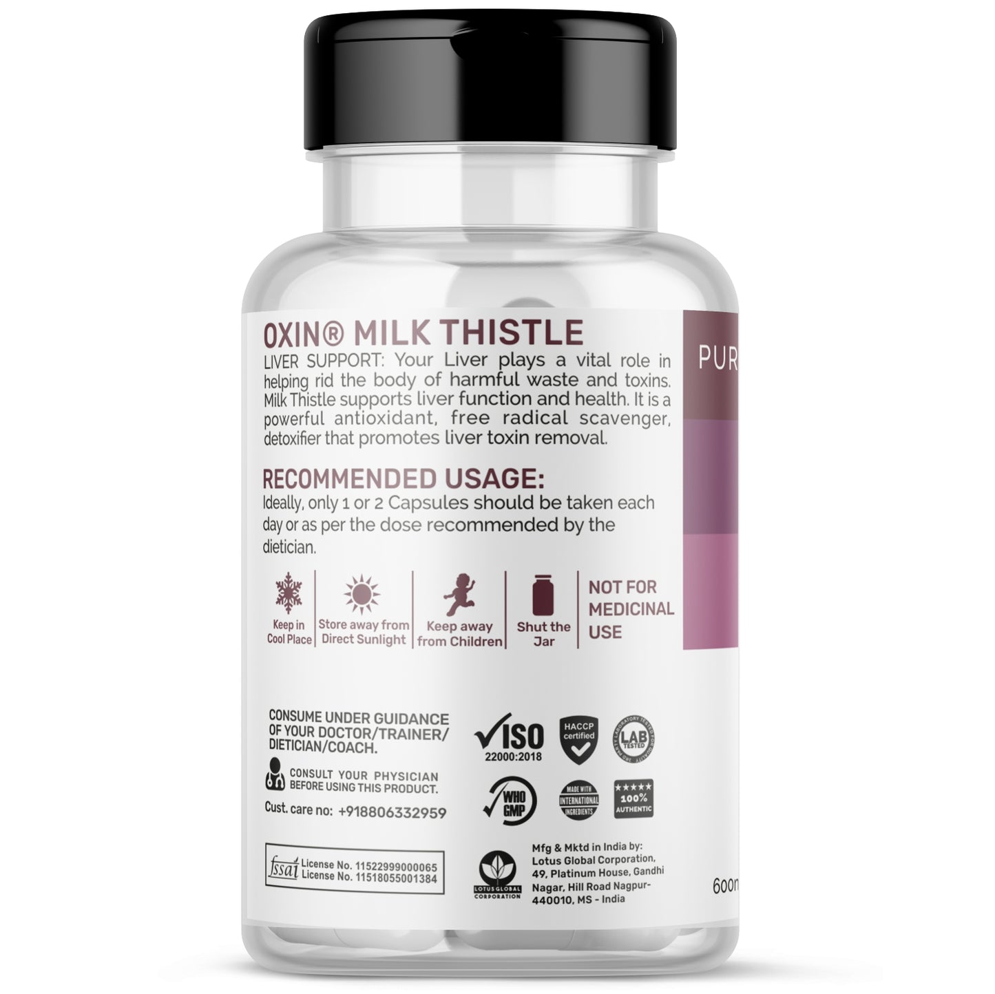 Oxin® Nutrition Milk Thistle  600mg Capsules