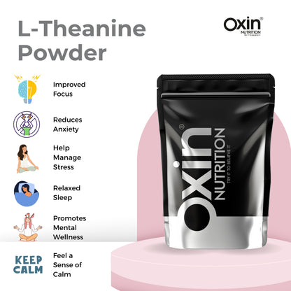 Oxin Nutrition L-Theanine Powder | 100% Pure | Relaxation, Mental Focus, and Stress Relief